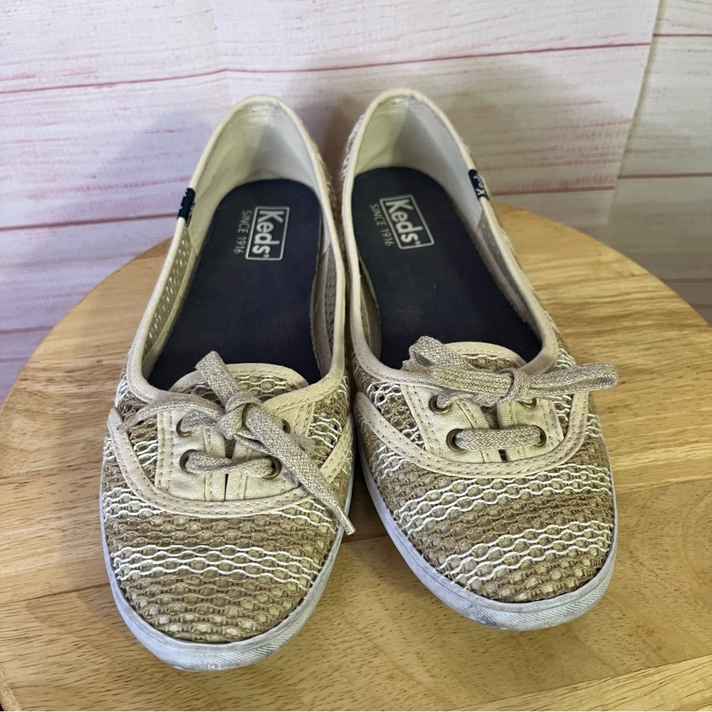 Keds Tea Cup Crochet Stripe Lace Up Slip On Shoes Size 7.5 - Picture 5 of 8